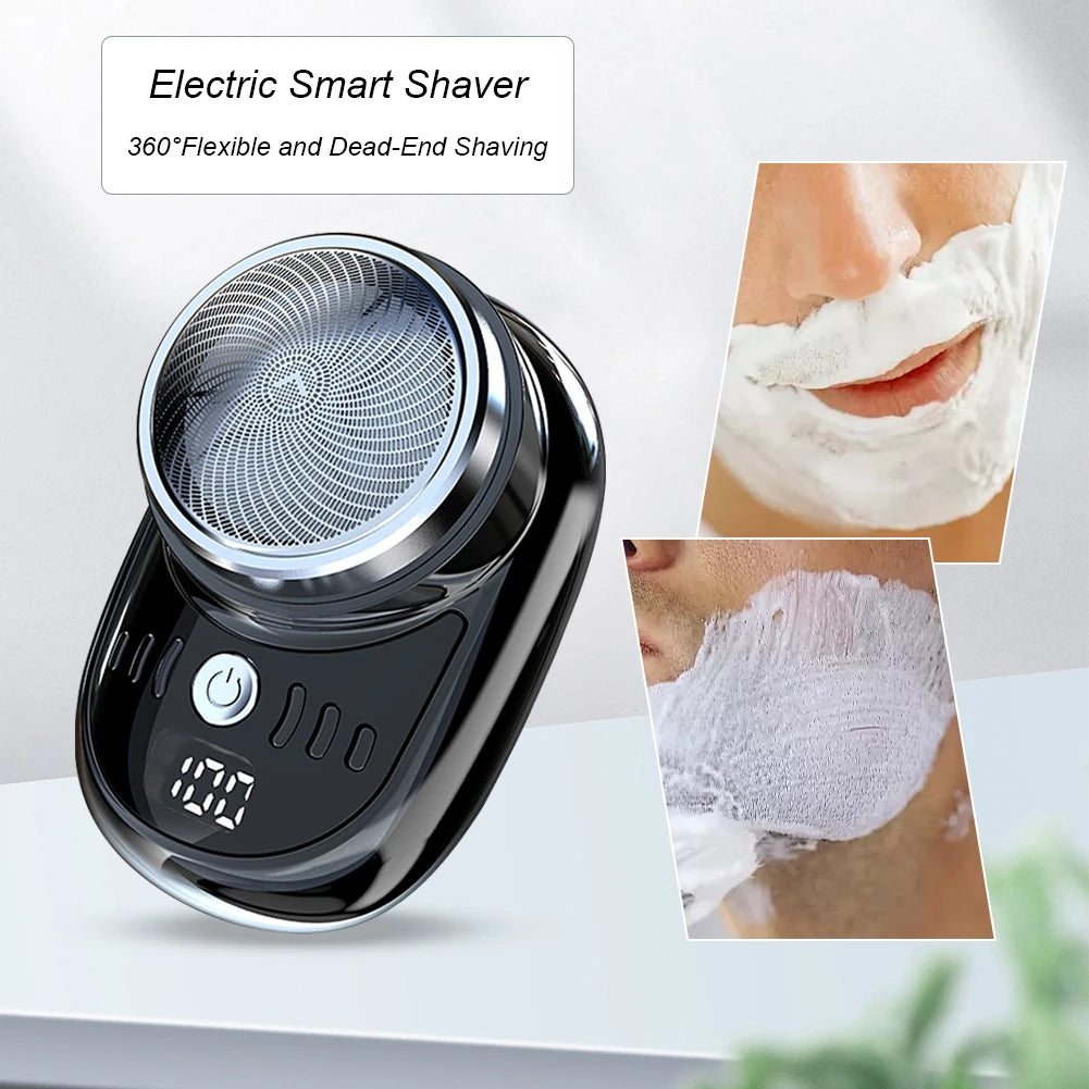 Men Mini Electric Travel Shaver USB Charging Painless Cordless Trimmer with Digital Display Washable Pocket Size Portable Shaver