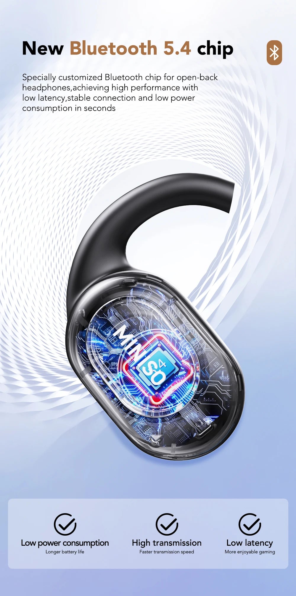 MINISO MS156 Bluetooth V5.4 AI Earphones OWS Sports Wireless Headphones Translation Earphone HD Call Earbuds with Mic Long-life