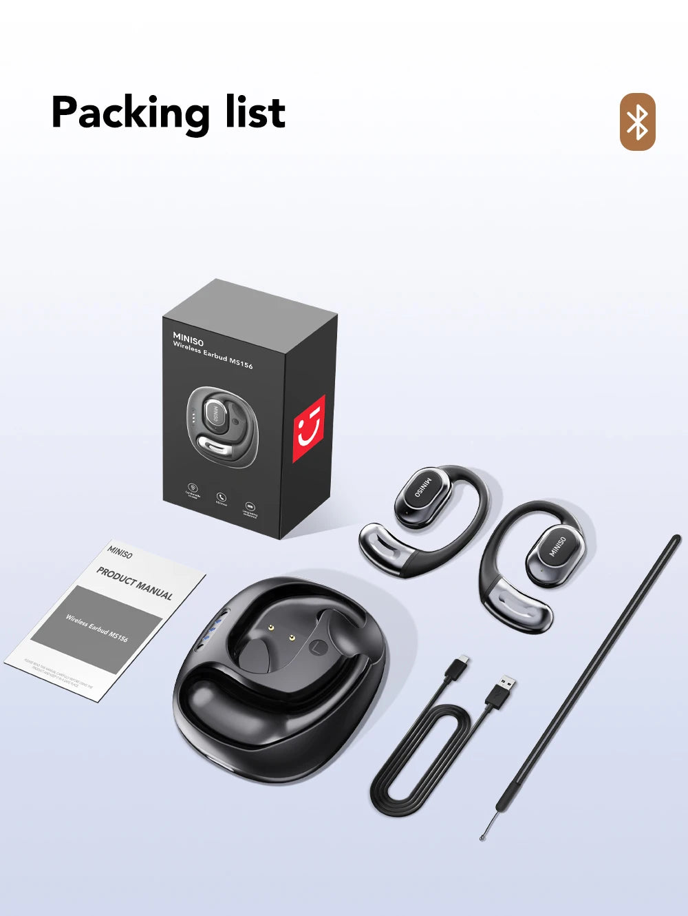 MINISO MS156 Bluetooth V5.4 AI Earphones OWS Sports Wireless Headphones Translation Earphone HD Call Earbuds with Mic Long-life