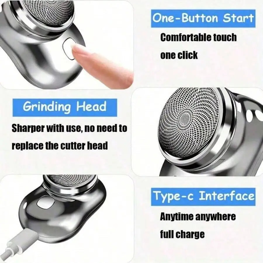 Portable Mini Electric Shaver For Men: USB Rechargeable, 60+ Mins Battery, Washable - Perfect For Home & Travel