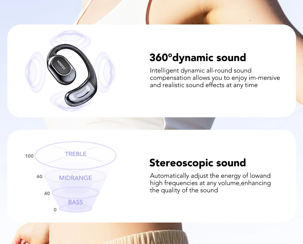 MINISO MS156 Bluetooth V5.4 AI Earphones OWS Sports Wireless Headphones Translation Earphone HD Call Earbuds with Mic Long-life