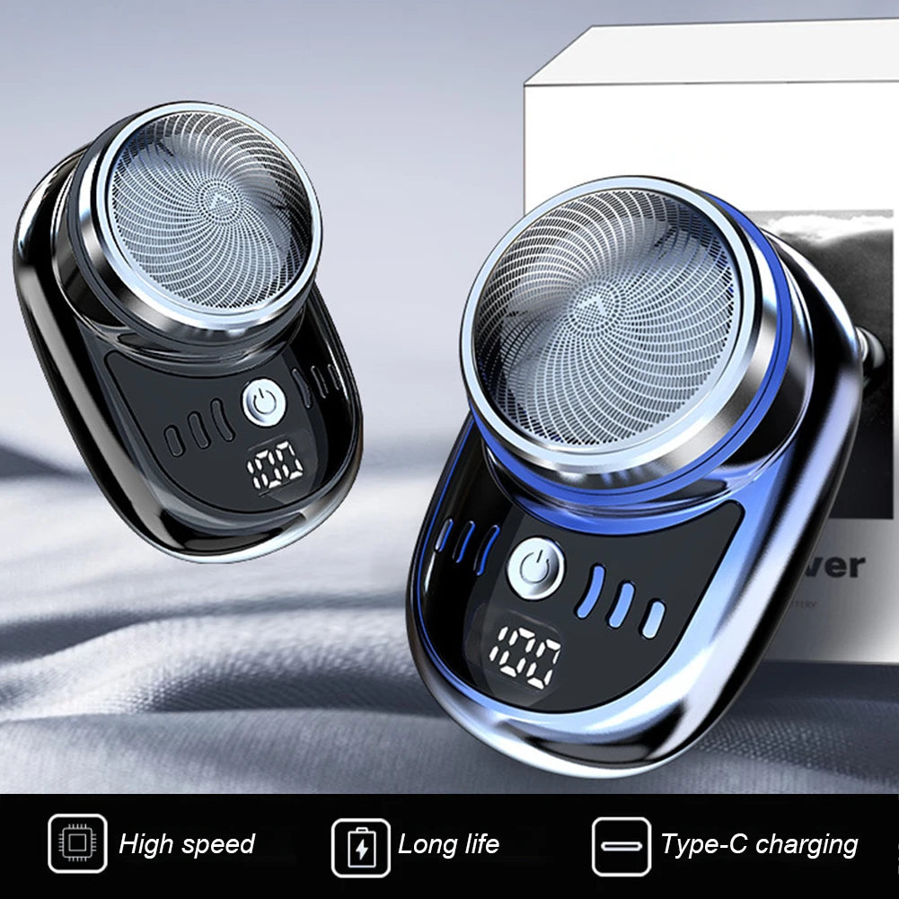 Men Mini Electric Travel Shaver USB Charging Painless Cordless Trimmer with Digital Display Washable Pocket Size Portable Shaver