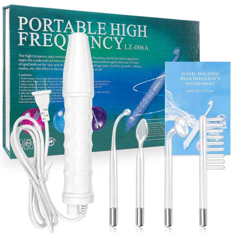 Facial Galvanic High Frequency Facial Therapy Wand For Hair Growth 4 In 1 Acne Removal Skin Care Glass Tube Facial Beauty Tools