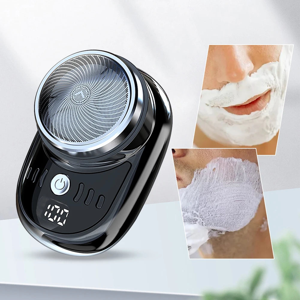 Men Mini Electric Travel Shaver USB Charging Painless Cordless Trimmer with Digital Display Washable Pocket Size Portable Shaver
