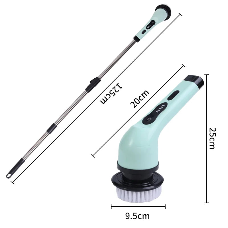 Electric Cleaning Brush 2-gear Electric Rotary Floor Scrubber Wireless Cordless 360 Adjust Extension Handle Home Cleaning Tools