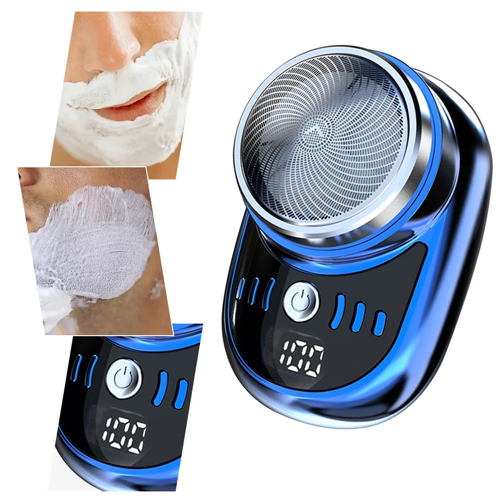 Men Mini Electric Travel Shaver USB Charging Painless Cordless Trimmer with Digital Display Washable Pocket Size Portable Shaver
