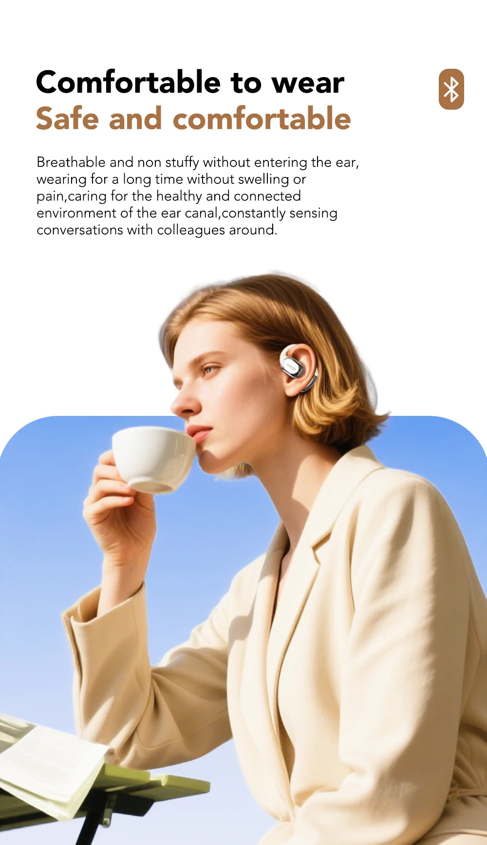 MINISO MS156 Bluetooth V5.4 AI Earphones OWS Sports Wireless Headphones Translation Earphone HD Call Earbuds with Mic Long-life