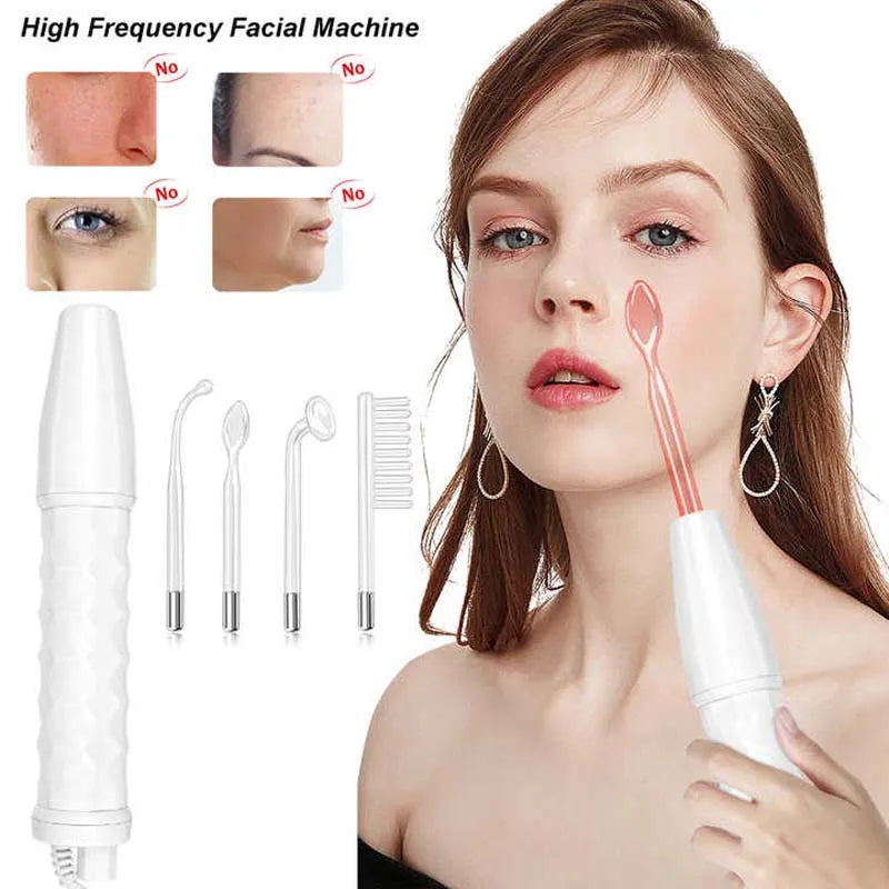 Facial Galvanic High Frequency Facial Therapy Wand For Hair Growth 4 In 1 Acne Removal Skin Care Glass Tube Facial Beauty Tools