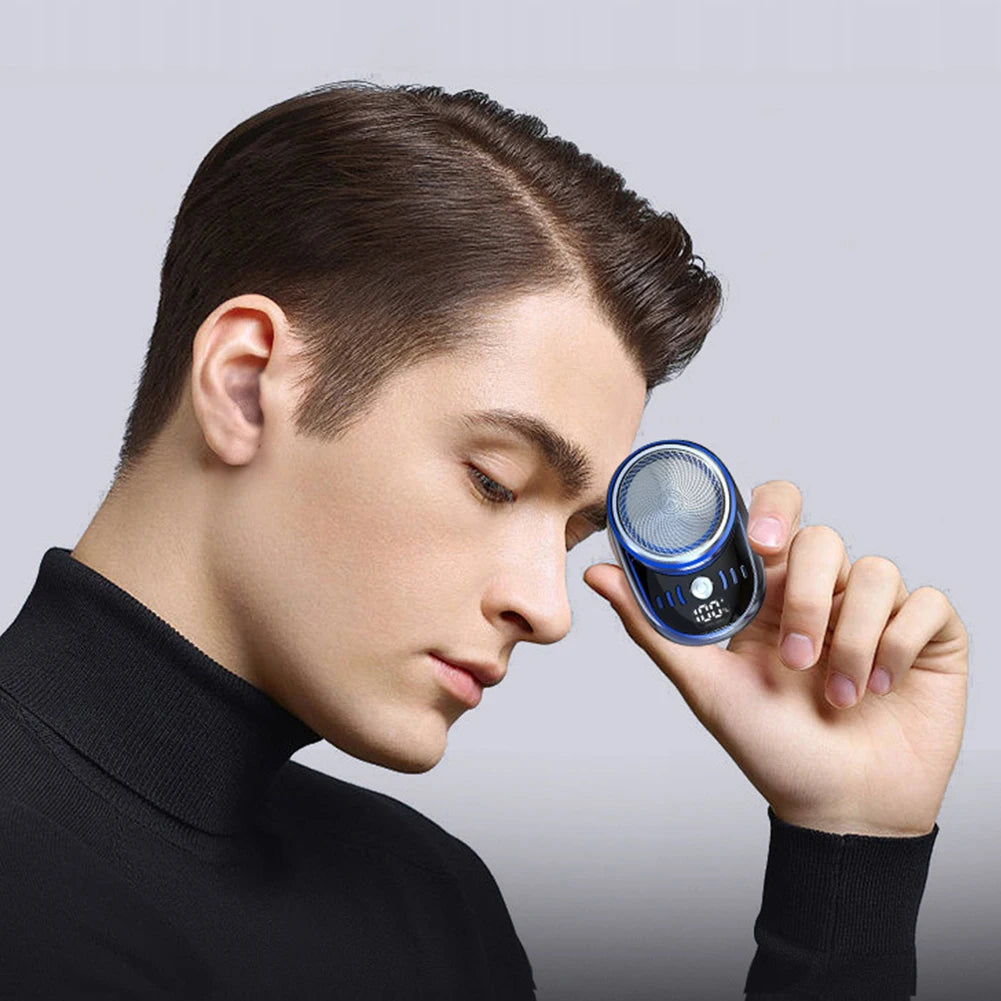 Men Mini Electric Travel Shaver USB Charging Painless Cordless Trimmer with Digital Display Washable Pocket Size Portable Shaver