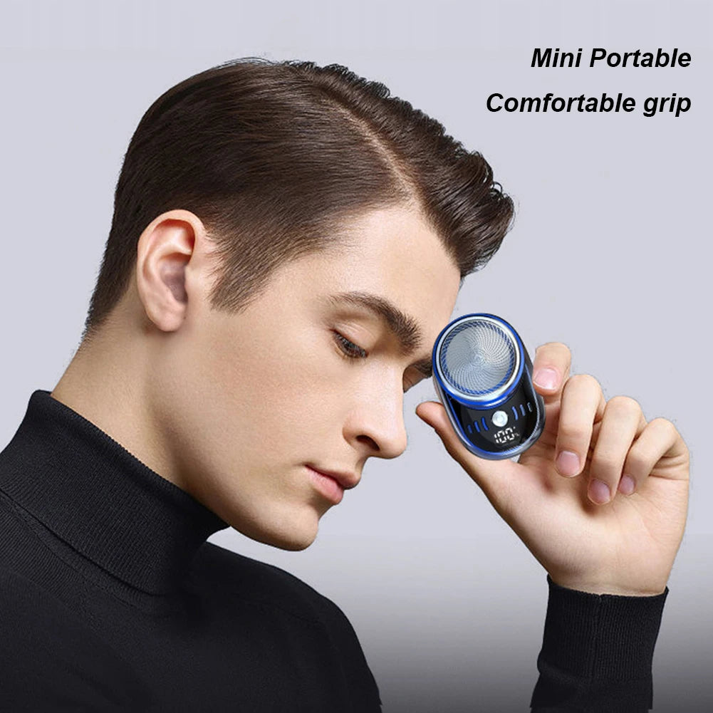 Men Mini Electric Travel Shaver USB Charging Painless Cordless Trimmer with Digital Display Washable Pocket Size Portable Shaver