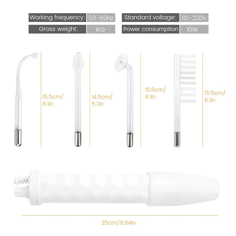 Facial Galvanic High Frequency Facial Therapy Wand For Hair Growth 4 In 1 Acne Removal Skin Care Glass Tube Facial Beauty Tools