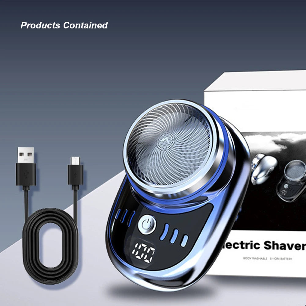 Men Mini Electric Travel Shaver USB Charging Painless Cordless Trimmer with Digital Display Washable Pocket Size Portable Shaver