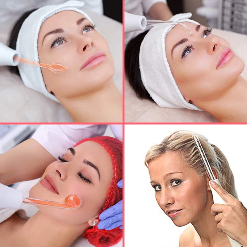 Facial Galvanic High Frequency Facial Therapy Wand For Hair Growth 4 In 1 Acne Removal Skin Care Glass Tube Facial Beauty Tools