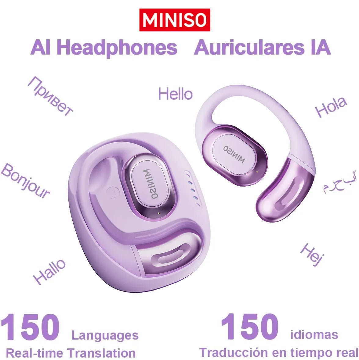 MINISO MS156 Bluetooth V5.4 AI Earphones OWS Sports Wireless Headphones Translation Earphone HD Call Earbuds with Mic Long-life