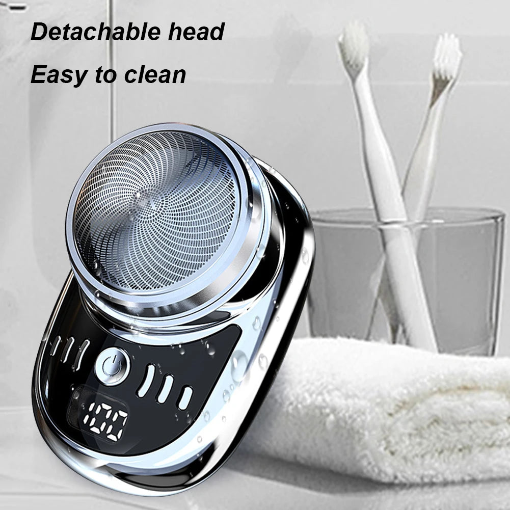 Men Mini Electric Travel Shaver USB Charging Painless Cordless Trimmer with Digital Display Washable Pocket Size Portable Shaver