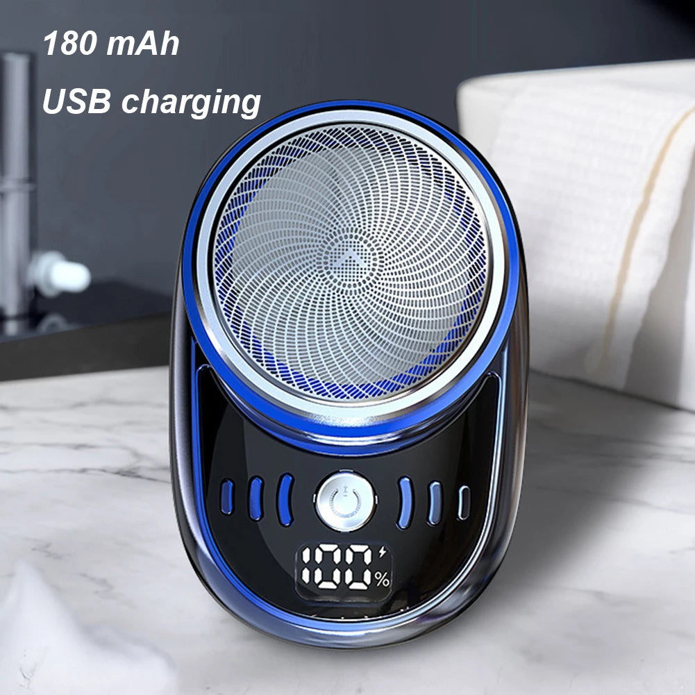 Men Mini Electric Travel Shaver USB Charging Painless Cordless Trimmer with Digital Display Washable Pocket Size Portable Shaver